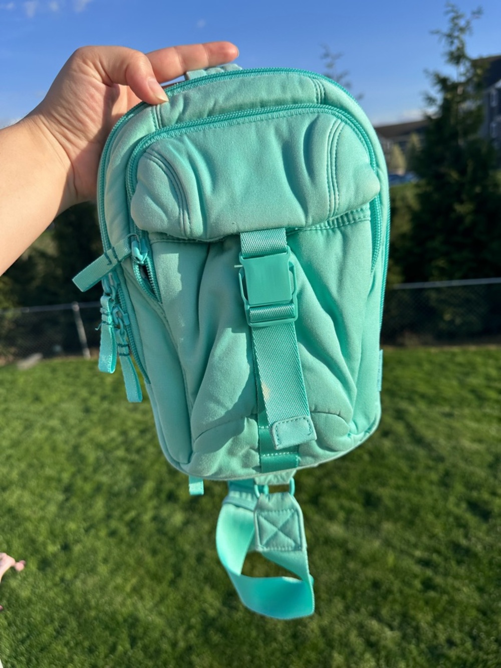 Vera Bradley | "Turquiose Sky" Utility Sling Backpack Recycled Cotton Bag